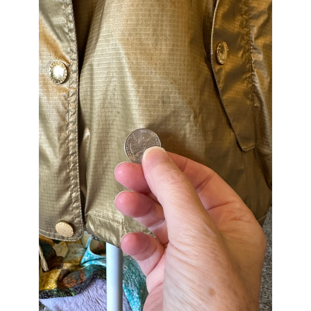Vintage Women's Lauren Ralph Lauren Windbreaker Jacket Hood XL Gold Metallic - Picture 15 of 16